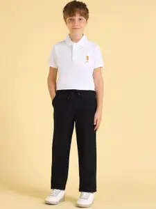 U.S. Polo Assn. Kids Boys Striped Relaxed Fit Regular Trousers