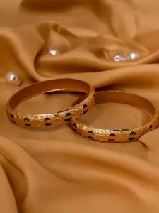 leshya Set Of 2 Gold Dyed Meenakari Bangles