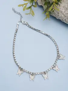 YouBella Silver-Plated Artificial Stones Studded Necklace