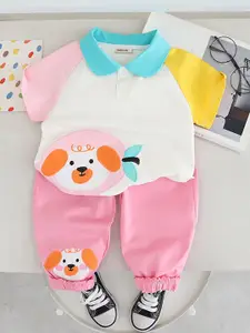 INCLUD Girls Embroidered Applique Short Sleeves T-Shirt With Joggers