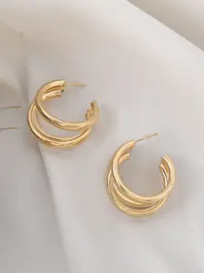 Silvermerc Designs Gold-Plated Contemporary Studs Earrings