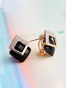 YouBella Gold-Plated Artificial Stones Studded Square Shaped Studs