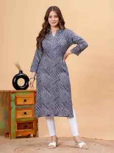 DRESSAR Geometric Printed Mandarin Collar Straight Kurta