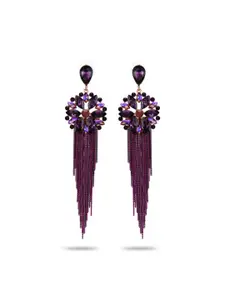 YouBella Gold-Plated Artificial Stones Studded Floral Shaped Drop Earrings