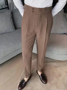 StyleCast x Revolte Men Coffee Brown Straight Fit Formal Trousers