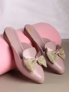 sneakers villa Women Solid Mules Flats With Bows