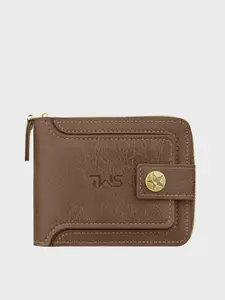 The Wallet Store Men Knight Shield Brown Genuine Leather Zipper Wallet