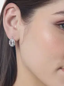 YouBella Silver-Plated Artificial Stones Studded Contemporary Studs