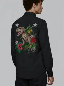 HE SPOKE Printed Cotton Twill Casual Shirt