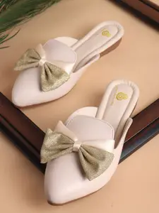 sneakers villa Women Light Weight Mules Flats With Bows