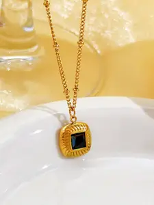 MYKI Stainless Steel Gold-Plated Contemporary Shaped Pendant