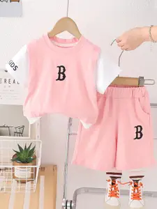 INCLUD Boys Typographic Printed Round Neck T-shirt With Shorts