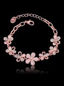 YouBella Rose Gold-Plated Floral Bracelet And Earrings