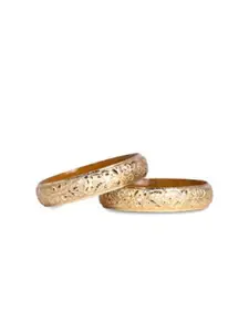 leshya Set Of 2 Broad Look-Like Gold Dyed Bangles