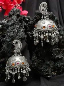 YouBella Silver-Plated Dome Shaped Jhumkas