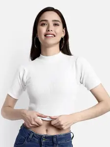 Dream Beauty Fashion Women White Crop Fitted Top