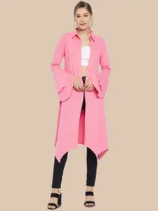 Hypernation Shirt Collar Longline Open Front Pure Cotton Shrug