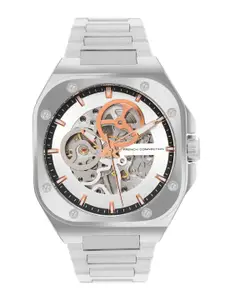 French Connection Men Skeleton Dial & Stainless Steel Mechanical Watch FCA14SM
