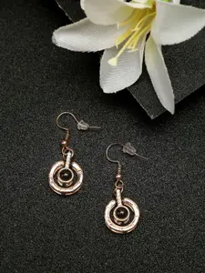 YouBella Rose Gold-Plated Artificial Stones Studded Contemporary Drop Earrings