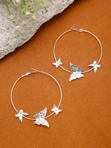 YouBella Silver-Plated Contemporary Hoop Earrings