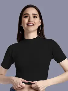 Dream Beauty Fashion Women Solid Fitted Crop Top top-66-bullet-black