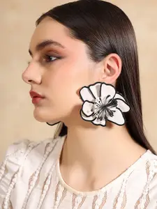 Kazo Floral Embroidered Blossom Studs Earrings