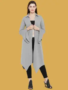 Hypernation Shirt Collar Longline Open Front Pure Cotton Shrug