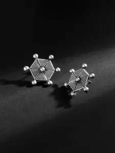 Sangria Silver Plated Artificial Beaded Geometric Shaped Studs