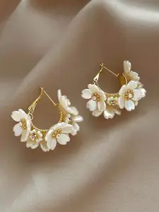 YouBella Gold Plated Floral Hoop Earrings