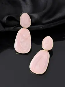 Silvermerc Designs Gold-Plated Stones Studded Teardrop Shaped Drop Earrings