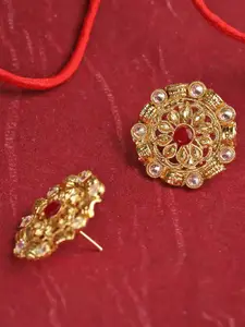 YouBella Gold-Plated Artificial Stones Studded Floral Studs