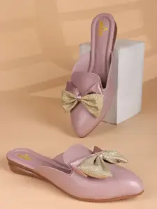 AROOM Women Embellished Mules Flats