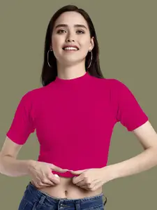 Dream Beauty Fashion Women Solid Fitted Crop Top top-69-bullet-ranipink