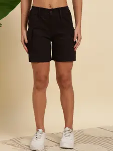 KASHIAN Women Regular Fit Mid-Rise Cotton Cargo Shorts