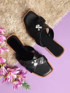 H.M. LADIES FOOTWEAR Women Embellished Open Toe Flats