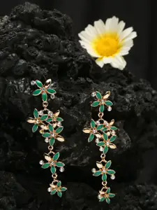 YouBella Gold-Plated Artificial Stones Floral Drop Earrings