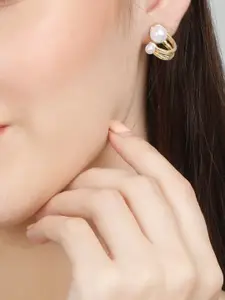 YouBella Gold-Plated Pearls Studded Contemporary Studs