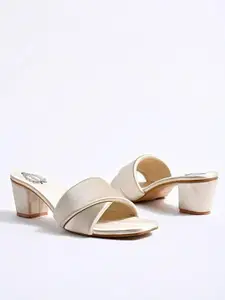 FABBMATE Women Pack Of 2 Embellished Block Heels Sandals