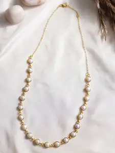 JAYPORE Brass Pearls Minimal Necklace