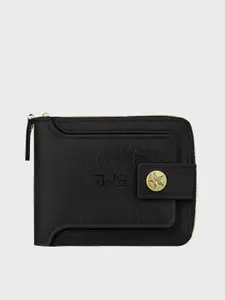 The Wallet Store Black Knight Shield Genuine Leather Zipper Wallet