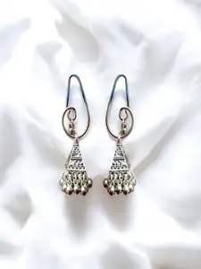 AccessHer Silver-Plated Dome Shaped Oxidised jhumkas