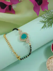 I Jewels Artificial Stones Studded & Beaded Drop Shaped Wraparound Bracelet Manglsutra