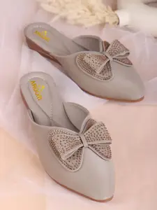 AROOM Women Embellished Mules with Bows Flats