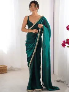 Saree mall Solid Embellished Sequinned Satin Designer Sarees