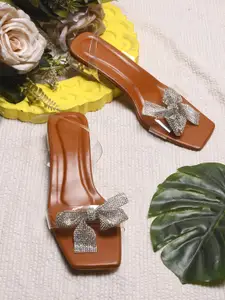 Froh Feet Women Square Toe Block Heels Sandals With Bows