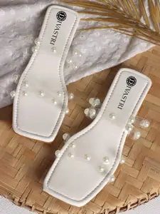 DIVASTRI Women Solid Synthetic Casual Open Toe Flats With Western Embellished