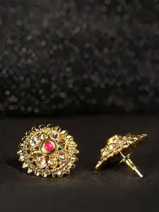 YouBella Gold-Plated Artificial Stones Studded Floral Studs