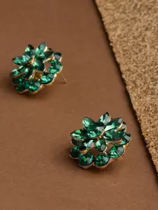 YouBella Gold-Plated Artificial Stones Studded Floral Studs