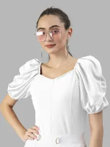 Dream Beauty Fashion Solid Sweetheart Neck Puff Sleeve Regular Top