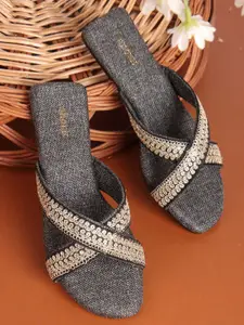 Anouk Women Embellished Fabric Casual Open Toe Flats